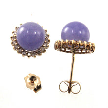 Load image into Gallery viewer, 14K Yellow Gold Diamond Lavender Jade Stud Earrings