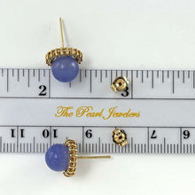 Load image into Gallery viewer, 14K Yellow Gold Diamond Lavender Jade Stud Earrings