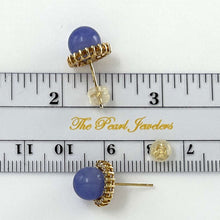Load image into Gallery viewer, 14K Yellow Gold Diamond Lavender Jade Stud Earrings