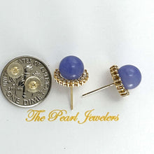Load image into Gallery viewer, 14K Yellow Gold Diamond Lavender Jade Stud Earrings