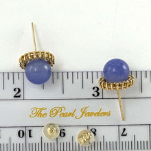 Load image into Gallery viewer, 14K Yellow Gold Diamond Lavender Jade Stud Earrings