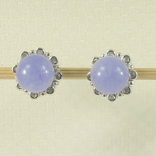 Load image into Gallery viewer, 14K White Gold Diamond Lavender Jade Stud Earring