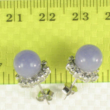 Load image into Gallery viewer, 14K White Gold Diamond Lavender Jade Stud Earring