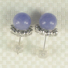 Load image into Gallery viewer, 14K White Gold Diamond Lavender Jade Stud Earring
