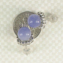 Load image into Gallery viewer, 14K White Gold Diamond Lavender Jade Stud Earring