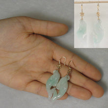 Load image into Gallery viewer, 14K Yellow Gold Hawaiian Plumeria Dolphin Jade Dangle Earrings
