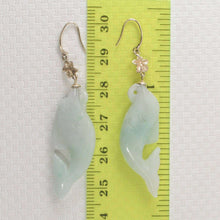 Load image into Gallery viewer, 14K Yellow Gold Hawaiian Plumeria Dolphin Jade Dangle Earrings
