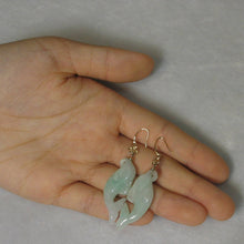 Load image into Gallery viewer, 14K Yellow Gold Hawaiian Plumeria Dolphin Jade Dangle Earrings