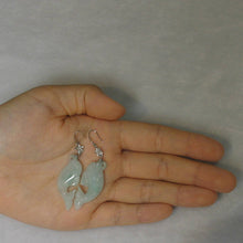 Load image into Gallery viewer, 14K White Gold Hawaiian Plumeria Hook Dolphin Jade Dangle Earrings