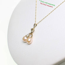 Load image into Gallery viewer, Dolphin Diamond Pendant with 2 Pink Pearls ā 14k Yellow Gold