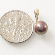 Load image into Gallery viewer, Eggplant Pearl Pendant ā 14k Yellow Gold Mini Drop