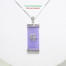 Load image into Gallery viewer, Fu Good Fortunes Lavender Jade Oriental Pendant with Sterling Silver