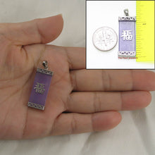 Load image into Gallery viewer, Fu Good Fortunes Lavender Jade Oriental Pendant with Sterling Silver