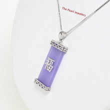 Load image into Gallery viewer, Fu Good Fortunes Lavender Jade Oriental Pendant with Sterling Silver