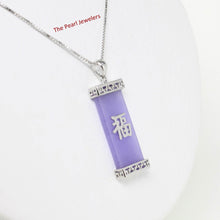 Load image into Gallery viewer, Fu Good Fortunes Lavender Jade Oriental Pendant with Sterling Silver