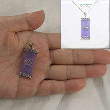 Load image into Gallery viewer, Fu Good Fortunes Lavender Jade Oriental Pendant with Sterling Silver