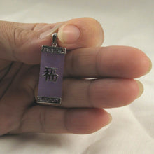 Load image into Gallery viewer, Fu Good Fortunes Lavender Jade Oriental Pendant with Sterling Silver