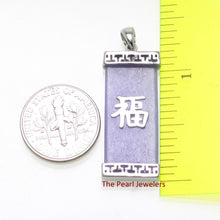 Load image into Gallery viewer, Fu Good Fortunes Lavender Jade Oriental Pendant with Sterling Silver