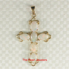Load image into Gallery viewer, Genuine Australia Opal Cross Pendant in 14k Yellow Gold