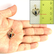Load image into Gallery viewer, Genuine Marquise Sapphire Heart Pendant in 14k Yellow Gold