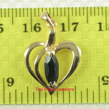 Load image into Gallery viewer, Genuine Marquise Sapphire Heart Pendant in 14k Yellow Gold