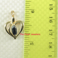 Load image into Gallery viewer, Genuine Marquise Sapphire Heart Pendant in 14k Yellow Gold