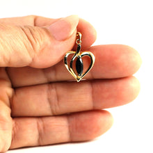 Load image into Gallery viewer, Genuine Marquise Sapphire Heart Pendant in 14k Yellow Gold