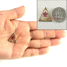 Load image into Gallery viewer, Genuine Natural Ruby & Diamond Triangle Pendant in 14k Yellow Gold