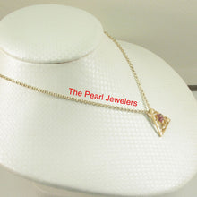 Load image into Gallery viewer, Genuine Natural Ruby & Diamond Triangle Pendant in 14k Yellow Gold