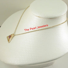 Load image into Gallery viewer, Genuine Natural Ruby & Diamond Triangle Pendant in 14k Yellow Gold