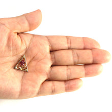 Load image into Gallery viewer, Genuine Natural Ruby & Diamond Triangle Pendant in 14k Yellow Gold