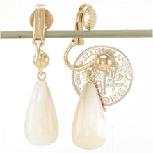 Load image into Gallery viewer, Gold-Filled Raindrop White Mother of Pearl Clip Earrings