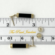 Load image into Gallery viewer, 14K Yellow Gold Good Fortune Dangle Black Onyx Earrings