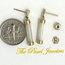 Load image into Gallery viewer, 14K Solid Yellow Gold Good Fortune Dangle Mother of Pearl Earrings
