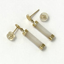 Load image into Gallery viewer, 14K Solid Yellow Gold Good Fortune Dangle Mother of Pearl Earrings