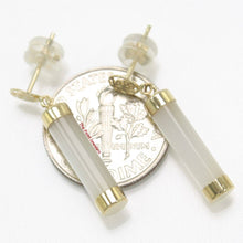 Load image into Gallery viewer, 14K Solid Yellow Gold Good Fortune Dangle Mother of Pearl Earrings