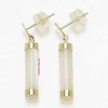 Load image into Gallery viewer, 14K Solid Yellow Gold Good Fortune Dangle Mother of Pearl Earrings