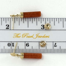 Load image into Gallery viewer, 14K Yellow Gold Good Fortune Red Jade Dangle Earrings