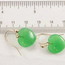 Load image into Gallery viewer, 14K Yellow Gold Genuine Green Jade Heart Drop Earrings