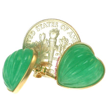 Load image into Gallery viewer, 14K Yellow Gold Shell Heart Green Jade Stud Earrings
