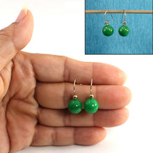 Load image into Gallery viewer, 14K Yellow Gold Green Jade Drop Earrings