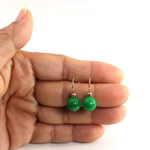 Load image into Gallery viewer, 14K Yellow Gold Green Jade Drop Earrings