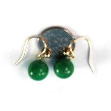 Load image into Gallery viewer, 14K Yellow Gold Green Jade Drop Earrings