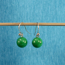 Load image into Gallery viewer, 14K Yellow Gold Green Jade Drop Earrings