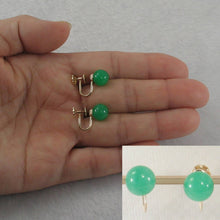 Load image into Gallery viewer, 14K Yellow Gold Non-Pierced French Screw Back Green Jade Earrings