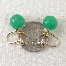 Load image into Gallery viewer, 14K Yellow Gold Non-Pierced French Screw Back Green Jade Earrings