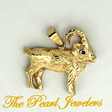 Load image into Gallery viewer, Handcrafted Chinese Zodiac Goat Ruby Eye 14k Solid Gold Pendant