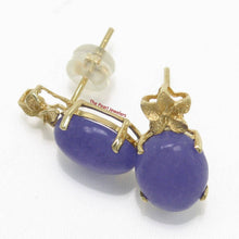 Load image into Gallery viewer, 14K Yellow Gold Hawaiian Plumeria Lavender Jade Stud Earrings