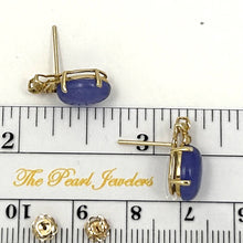 Load image into Gallery viewer, 14K Yellow Gold Hawaiian Plumeria Lavender Jade Stud Earrings