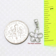 Load image into Gallery viewer, Hawaiian Plumeria Sterling Silver CZ Pendant (10mm)